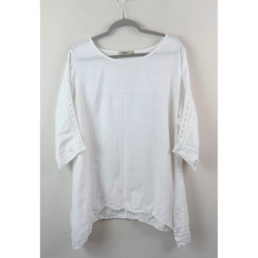 Valentina Naldi 100% Linen Tunic Top Sz 1X Asymmetrical Lagenlook Made In Italy
